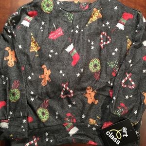 Gingerbread, candy cane, and pizza sweatshirt 🍕